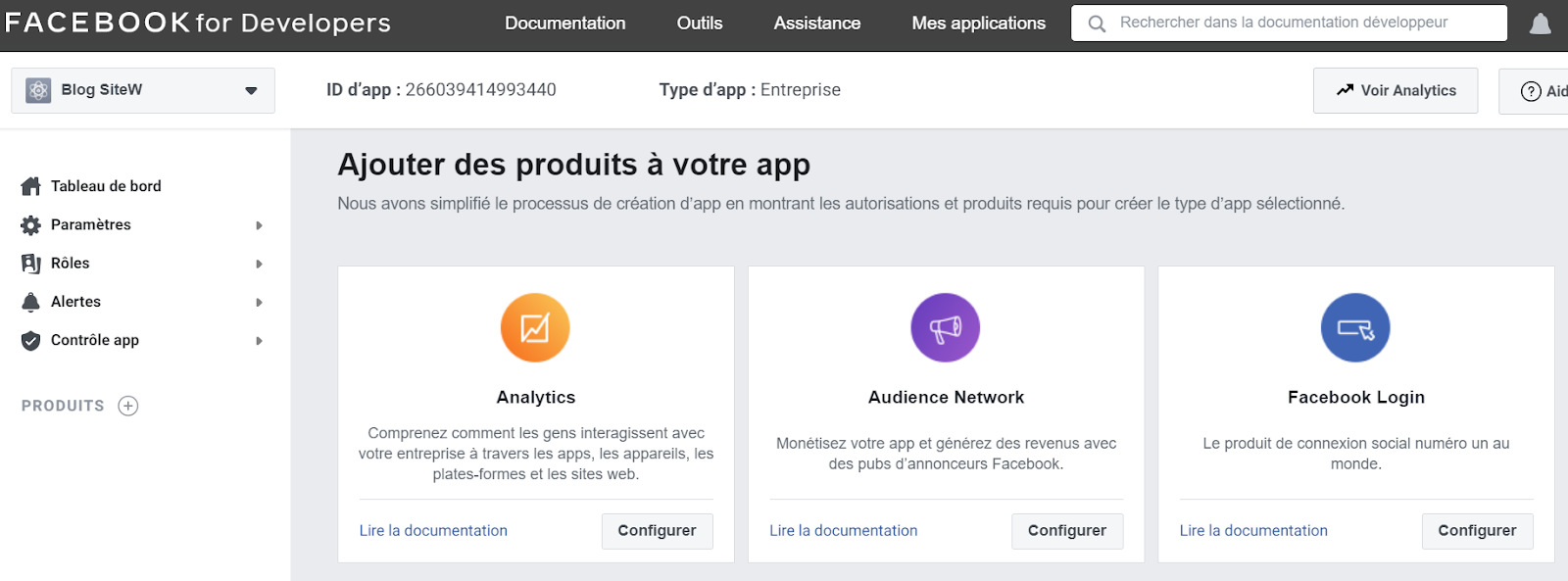 Site gratuits produits app facebook