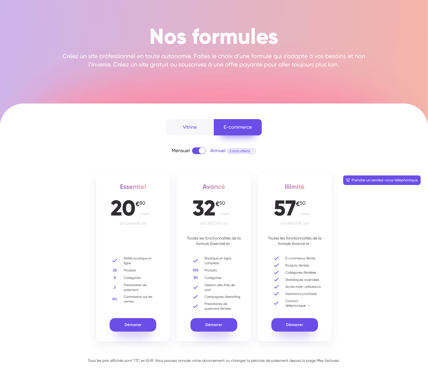 formules ecommerce sitew
