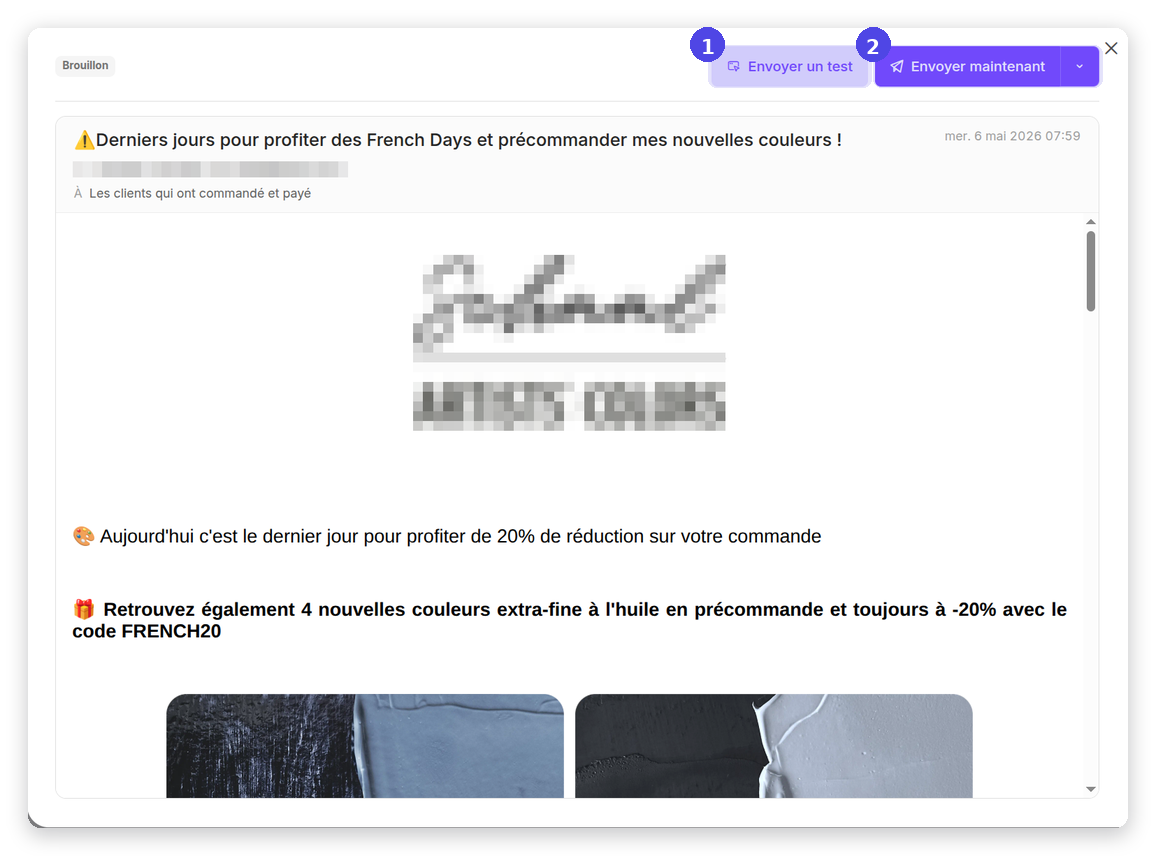 Créer des sites internet Popup Aperçu et envoi