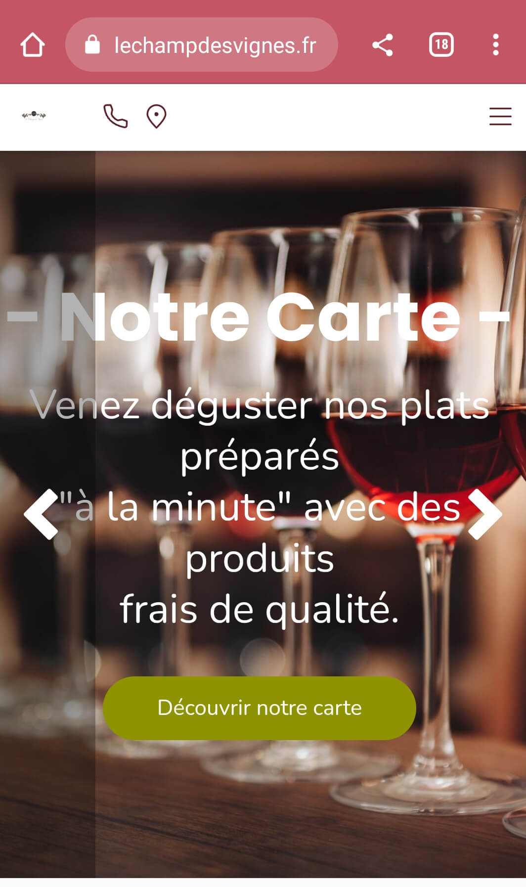 Example of responsive website: Le Champ des Vignes